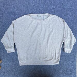 Chenault Waffle Knit Top Womens Size 1X Tan Dolman Sleeve Minimalist Neutral